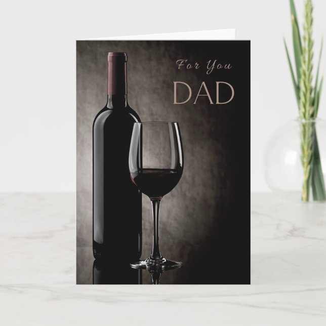 Happy Birthday Fathers Day Red Wine Greeting Card (Front)
