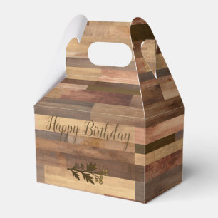 Happy Birthday Faux Wood with Laurel Favour Box