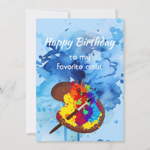 Happy Birthday Favourite Artist Colourful Paint ar Card
