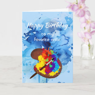 Happy Birthday Favourite Artist Colourful Paint ar Card
