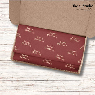 Happy Birthday Feminine Minimal Modern Typography Tissue Paper