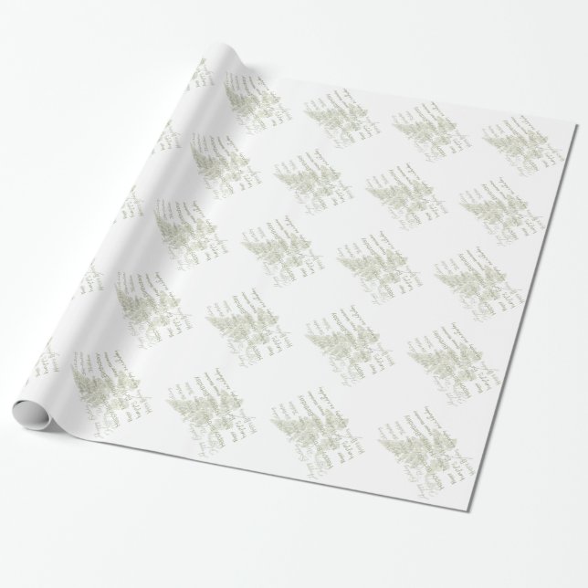 Happy Birthday Fern Wrapping Paper (Unrolled)