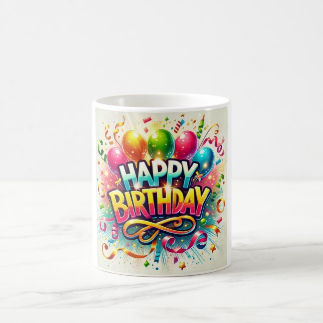 Happy Birthday Festive Balloon Celebration Coffee Mug (Center)