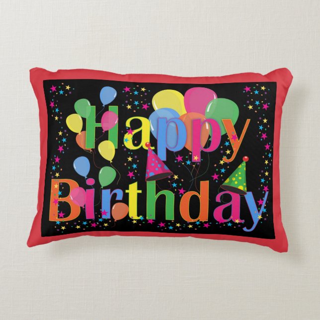 Happy Birthday, festive birthday celebration Decorative Cushion (Back)