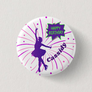 Happy Birthday Figure Skating Personalised  3 Cm Round Badge