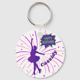 Happy Birthday Figure Skating Personalised Key Ring