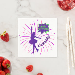 Happy Birthday Figure Skating Personalised Napkin
