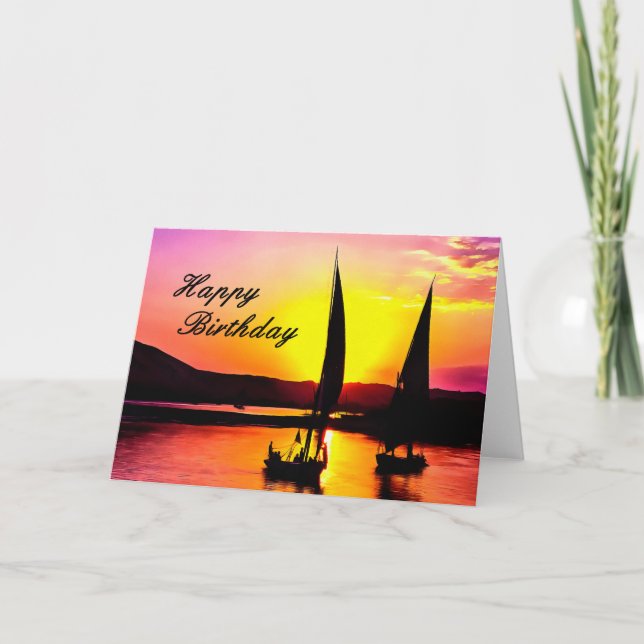 Happy Birthday Fine Art Sailing Card. Card (Front)