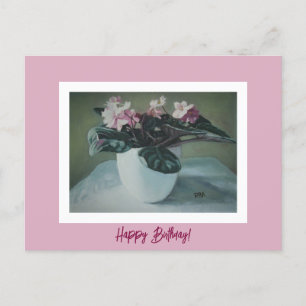 Happy Birthday fine art vintage pink flowers Card