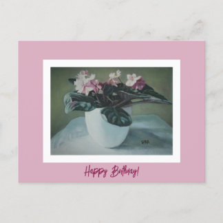 Happy Birthday fine art vintage pink flowers Card
