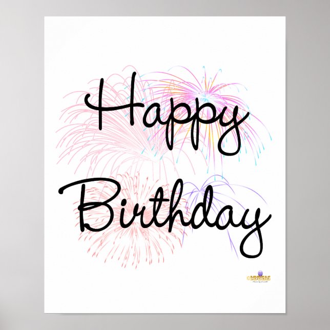 Happy Birthday Firworks Poster (Front)