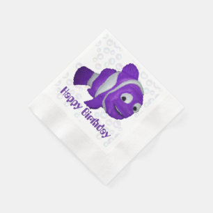 Happy Birthday Fish (purple) Napkin