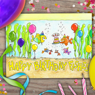 Happy Birthday Fishes Postcard