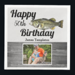 Happy Birthday Fishing Photo Name Father Men's Nap Napkin<br><div class="desc">Happy Birthday Bass Fishing Party Napkins. Personalise the name and age on the napkins and upload the perfect fishing photo to celebrate the person in your life who loves to go fishing. The napkins features a largemouth bass. Use the customise feature to make adjustments to the photo placement. Check out...</div>