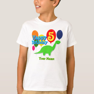 Happy Birthday Five Years Balloons Dino T-Shirt