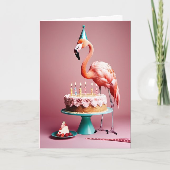 Happy Birthday Flamingo Card (Front)