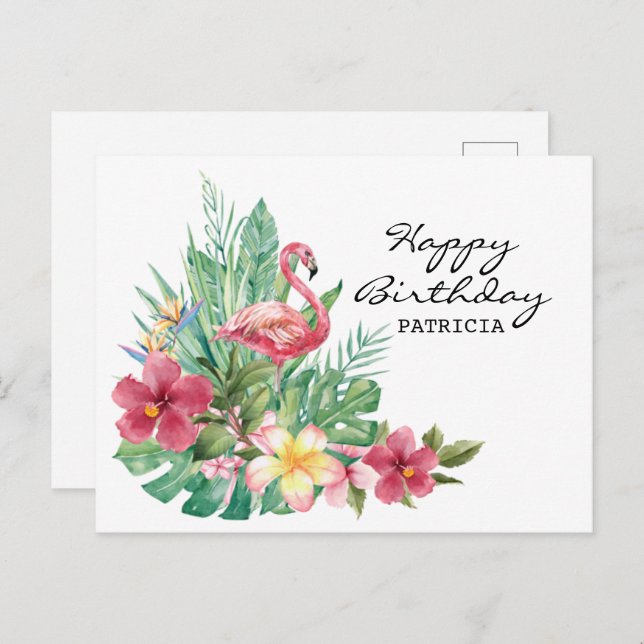 Happy Birthday Flamingo Postcard (Front/Back)