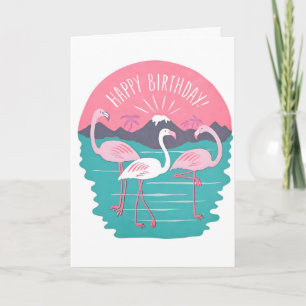 Happy Birthday Flamingos Letterpress Card