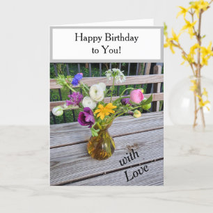 Happy Birthday Floral Bouquet Balloons Card