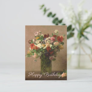 Happy Birthday - Floral Bouquet French Fine Art Postcard