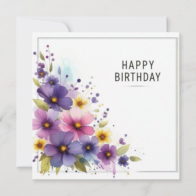 happy birthday floral card  (Front)