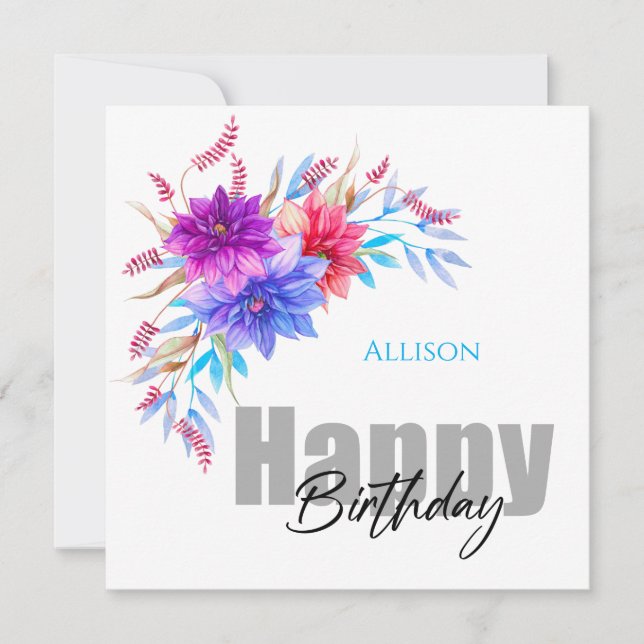 Happy Birthday Floral  Card (Front)