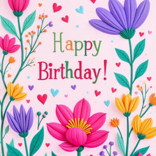 Happy Birthday Floral Card