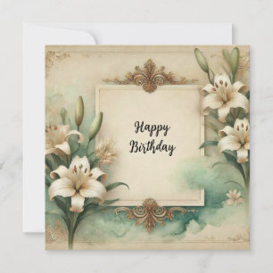 happy birthday floral card