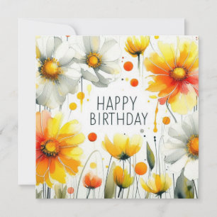 happy birthday floral card