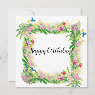 Happy birthday! Floral card with gnom