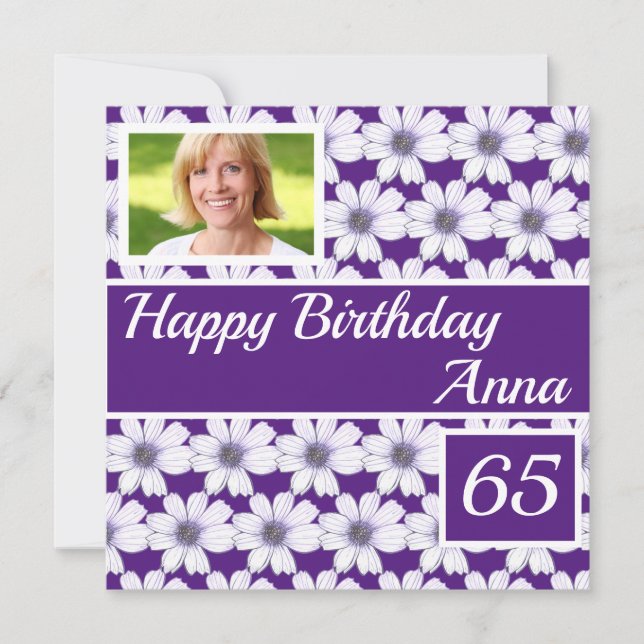 Happy Birthday Floral design Custom Card (Front)