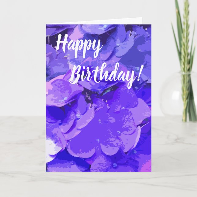 *~* Happy Birthday Floral Hydrangea Flower Card (Front)