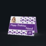 Happy Birthday Floral Purple Card<br><div class="desc">Happy Birthday Floral Purple design Custom Card... ... ... .click on Personalise this template Details... ... to change Photo,  Name,  Age,  Greeting.</div>