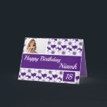 Happy Birthday Floral Purple Card<br><div class="desc">Happy Birthday Floral Purple design Custom Card... ... ... .click on Personalise this template Details... ... to change Photo,  Name,  Age,  Greeting.</div>