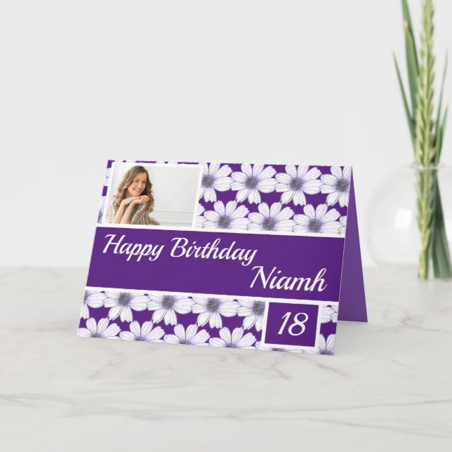 Happy Birthday Floral Purple Card (Front)