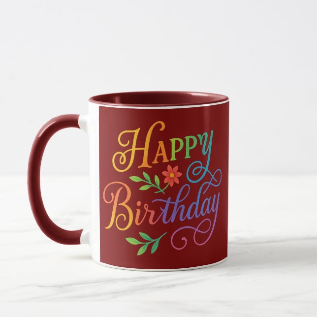 Happy Birthday Floral Rainbow Combo Mug – Colourfu (Left)