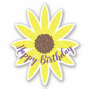 Happy Birthday Floral Sunflower Dark Blue Yellow