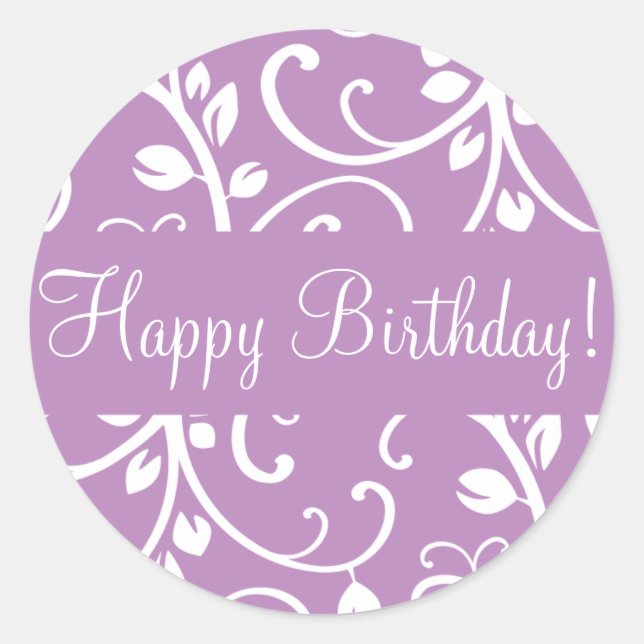 Happy Birthday Floral Vine Envelope Sticker Seal (Front)