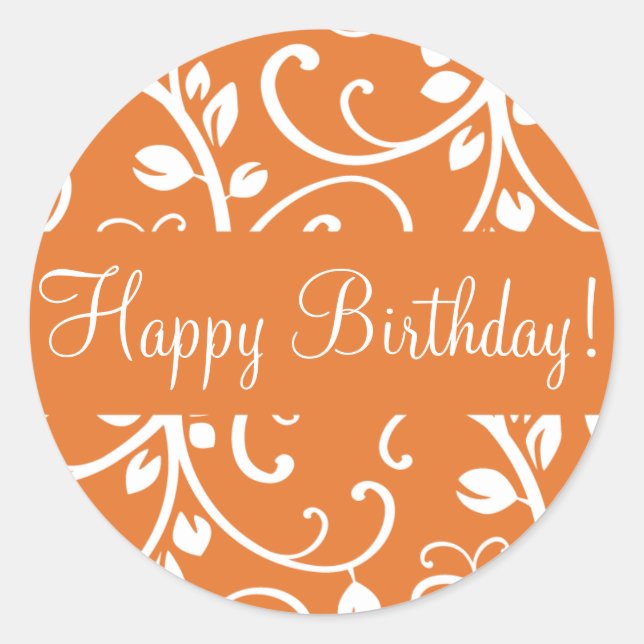 Happy Birthday Floral Vine Envelope Sticker Seal (Front)