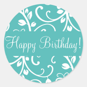 Happy Birthday Floral Vine Envelope Sticker Seal