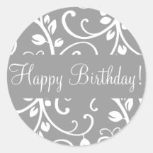 Happy Birthday Floral Vine Envelope Sticker Seal