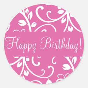 Happy Birthday Floral Vine Envelope Sticker Seal