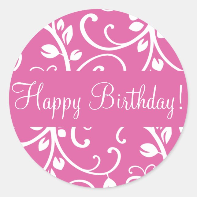 Happy Birthday Floral Vine Envelope Sticker Seal (Front)