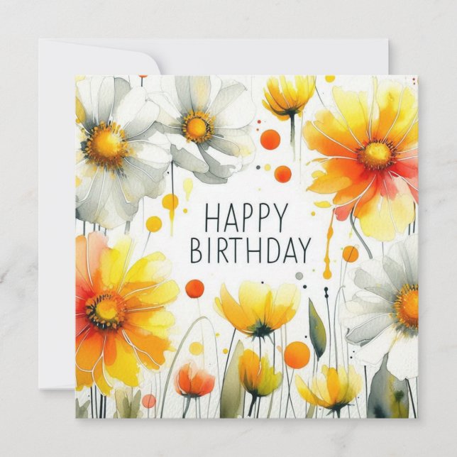 happy birthday flower frame card  (Front)