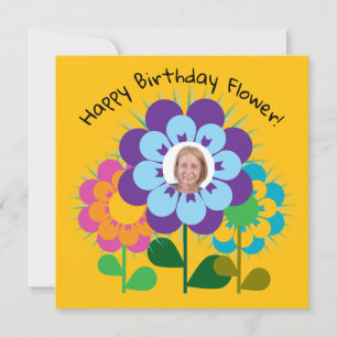 Happy Birthday Flower Retro postcard