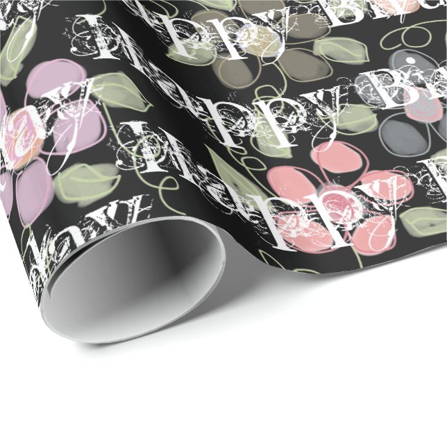 Happy Birthday Flowered Gift Wrap (Roll Corner)