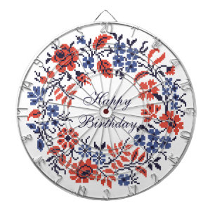 Happy Birthday Flowers cycle Dartboard