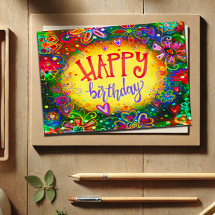 Happy Birthday Flowers Girly Fun Pretty Card