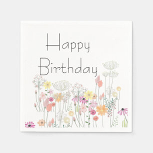 Happy Birthday Flowers Napkin