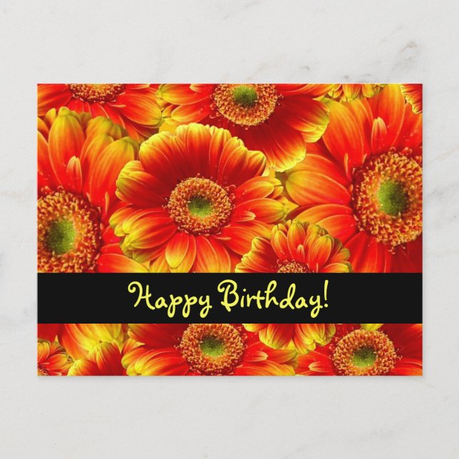 Happy Birthday Flowers Postcard (Front)